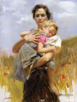 femme PD et fille femme Impressionist Peinture à l'huile